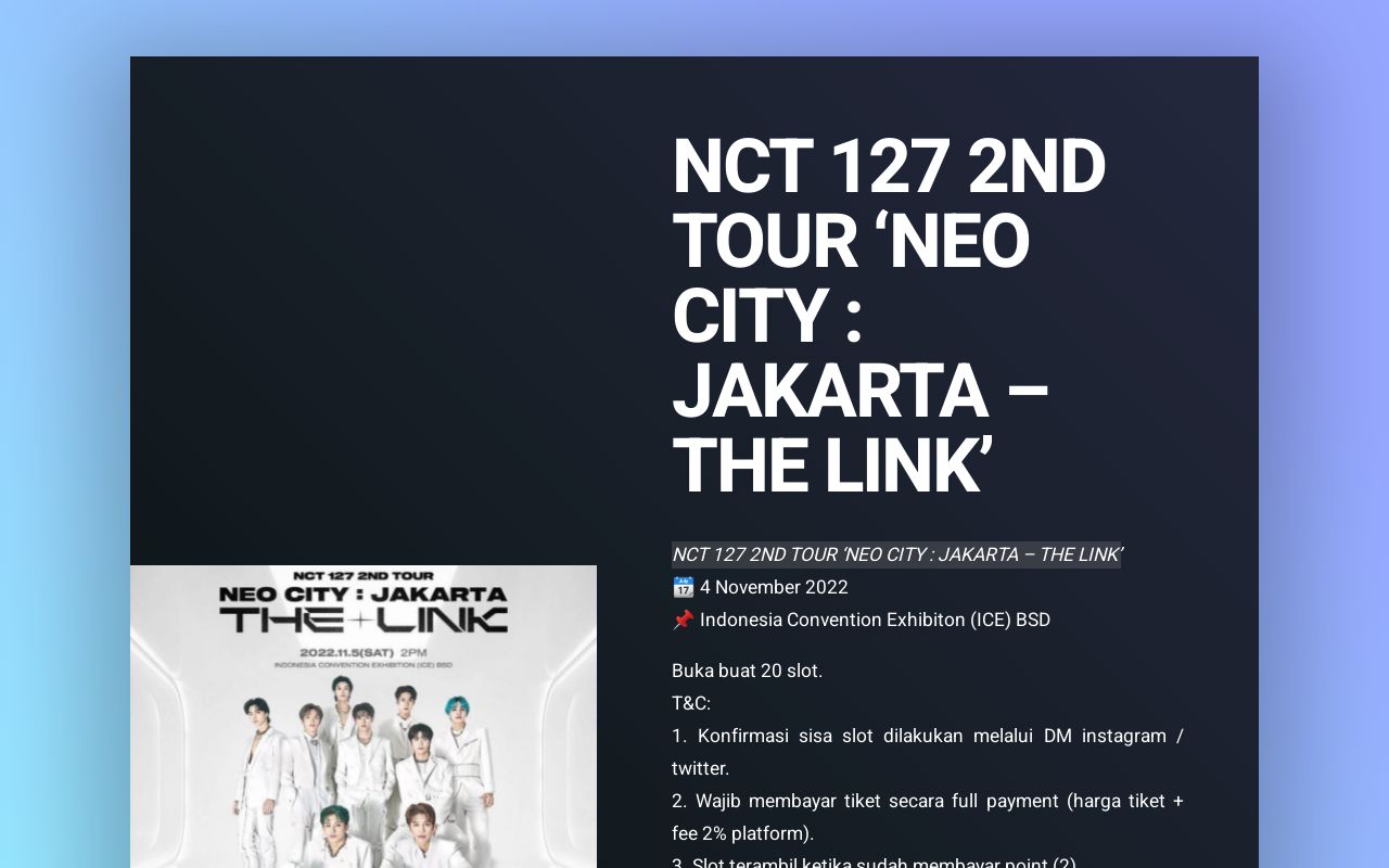 NCT 127 2ND TOUR ‘NEO CITY : JAKARTA – THE LINK’